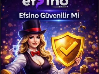 Efsino güvenilir mi başlıklı casino görseli, canlı casino ve güvenlik simgeleri