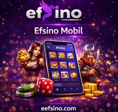 Efsino mobil casino uygulaması görünümü, slot oyunları ve mobil cihaz teması