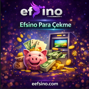 Efsino para çekme işlemleri görseli, ATM ve kazanç simgeleri