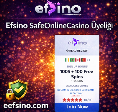 Efsino SafeOnlineCasino üyeliği güvenlik ve şeffaflık duyuru banner görseli.